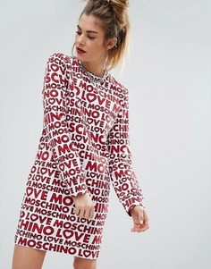 Платье с принтом логотипа Love Moschino - Белый