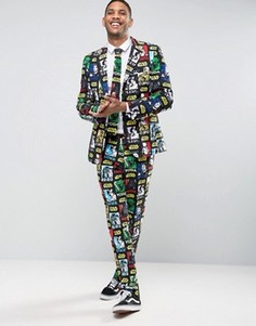 Костюм слим и галстук с принтом Звездные войны OppoSuits - Черный