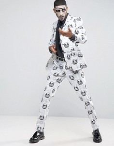 Костюм слим и галстук с принтом Звездные войны OppoSuits - Белый