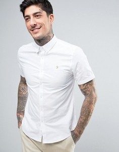 Белая приталенная оксфордская рубашка на пуговицах с короткими рукавами Farah Brewer - Белый