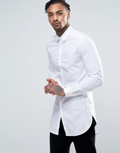 Супердлинная эластичная рубашка слим ASOS - Белый