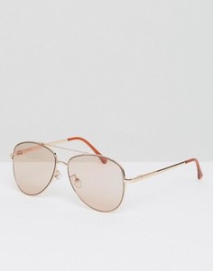 Солнцезащитные очки-авиаторы со светло-розовыми стеклами ASOS - Золотой