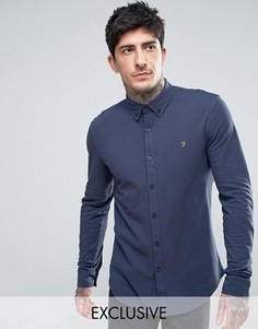 Темно-синяя трикотажная рубашка из пике Farah - Темно-синий