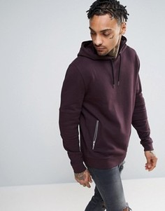 ASOS Hoodie With Biker Detail &amp; Zip Pockets - Фиолетовый