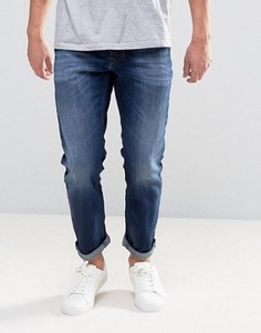 Темные суженные книзу джинсы с потертостями Beex 860L - Diesel Larkee - Синий