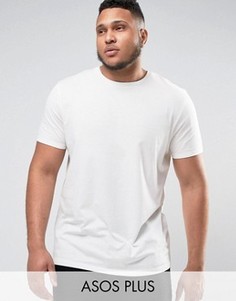 Светло-бежевая супердлинная футболка ASOS PLUS - Белый