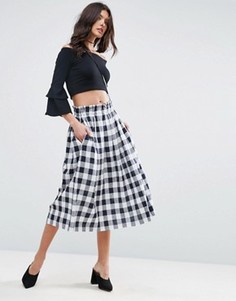 Юбка для выпускного из ткани с добавлением льна ASOS - Мульти