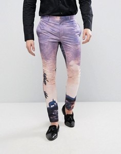 Супероблегающие брюки с принтом ASOS - Розовый
