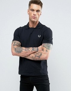 Черное поло из ткани пике со вставкой в рубчик у горловины Fred Perry Laurel Wreath - Черный