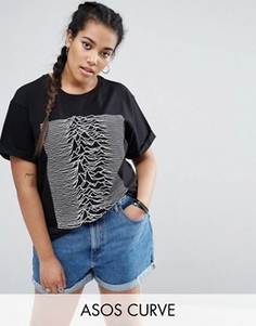 Футболка бойфренда с принтом ASOS CURVE - Черный