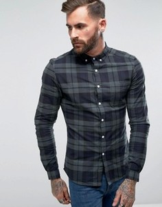 Темно-синяя рубашка скинни в клетку ASOS - Темно-синий