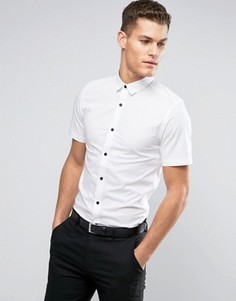 Приталенная рубашка с короткими рукавами и черными пуговицами Only &amp; Sons - Белый