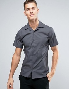 Приталенная рубашка с короткими рукавами и воротником в виде лацканов Only &amp; Sons - Темно-синий