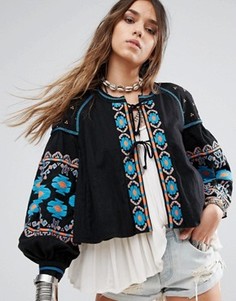 Свободная куртка с вышивкой Free People - Черный