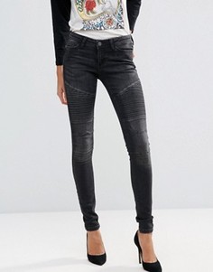 Байкерские джинсы скинни со вставками Noisy May - Черный
