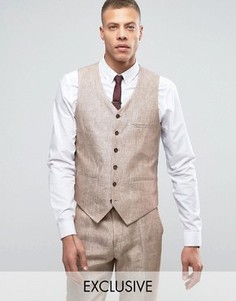 Heart &amp; Dagger Skinny Waistcoats In Linen - Бежевый