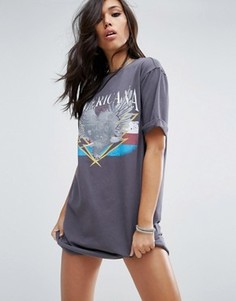 Платье-футболка с принтом Americana ASOS - Черный