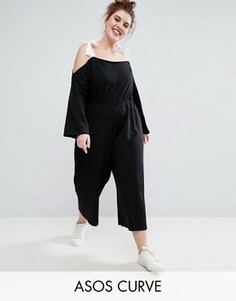 Трикотажный комбинезон с открытыми плечами ASOS CURVE - Черный