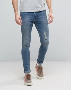 Супероблегающие рваные джинсы ASOS - Синий