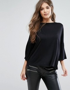 Brave Soul Bolero Frill Sleeve T-Shirt - Черный