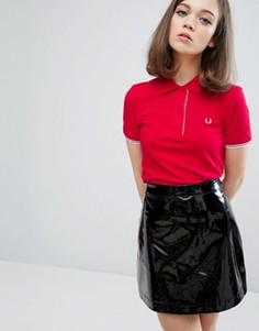 Футболка-поло из пике с отделкой в клеточку Fred Perry Authentic - Красный