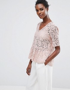 Кружевной топ Selected Femme Rose - Розовый