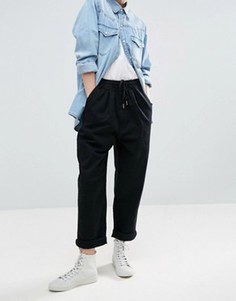 ASOS WHITE Denim Jogger With Tie Detail In Washed Black - Черный
