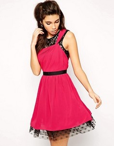 Короткое приталенное платье из шифона с кружевом ASOS - Мульти