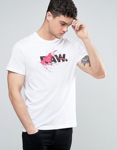 Футболка с пятном краски и логотипом G-Star Acrobo Raw - Белый