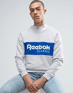 Серый свитшот в полоску с круглым вырезом Reebok Archive BK3829 - Серый