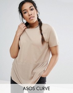 Футболка с контрастной вставкой в рубчик ASOS CURVE - Розовый