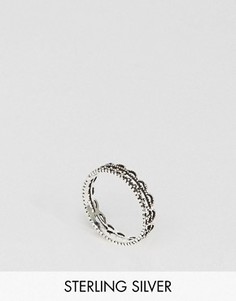 Серебряное кольцо с узором в виде двойной цепочки ASOS - Серебряный