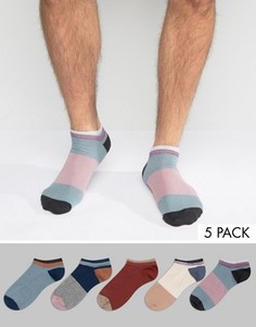 Набор из 5 пар спортивных носков колор блок ASOS - Мульти