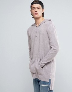 Длинный вязаный худи серо-розового цвета ASOS - Серый