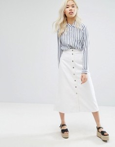 M.i.h Jeans Full Length Button Through Denim Skirt - Белый