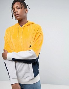 Велюровый oversize-худи со вставками ASOS - Желтый