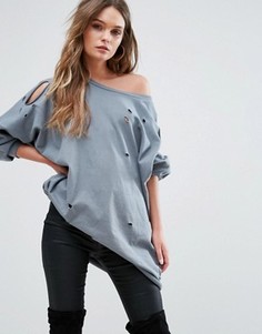 Boohoo Distressed Oversized Jumper - Серый