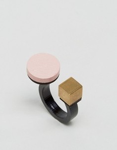 Кольцо с кругом и кубом Wolf &amp; Moon - Розовый