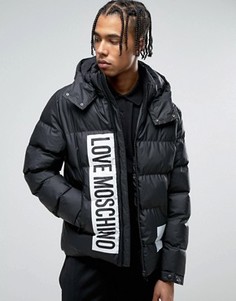 Дутая куртка с капюшоном Love Moschino - Черный