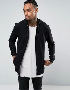 Удлиненное худи c застежкой-молнией и молниями по бокам ASOS - Черный