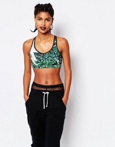 Бюстгальтер со спинкой-борцовкой и пайетками Reebok - Зеленый