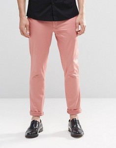 Розовые суперзауженные брюки из хлопкового сатина ASOS - Розовый