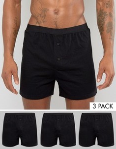 3 черных трикотажных боксеров ASOS - СКИДКА - Черный