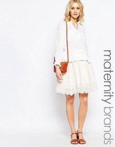 Юбка для беременных с кружевной отделкой Mamalicious - Кремовый Mama.Licious