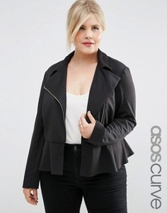 Куртка на молнии с баской ASOS CURVE - Черный