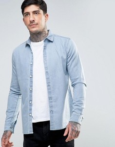Выбеленная джинсовая рубашка скинни ASOS - Синий
