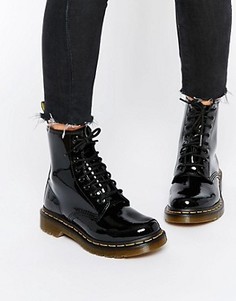 Лакированные ботинки с 8 парами люверсов Dr Martens Modern Classics 1460 - Черный