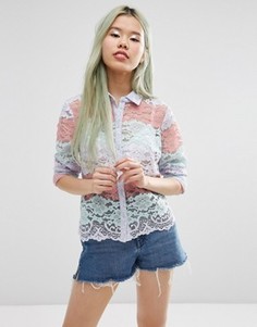 Пастельная блузка с принтом и кружевом ASOS - Мульти