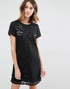 Цельнокройное платье со сплошной отделкой Vila - Черный