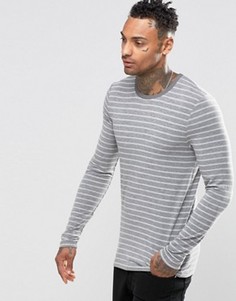 Эластичный лонгслив в рубчик ASOS - Серый